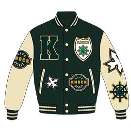 Army green beige color varsity jacket